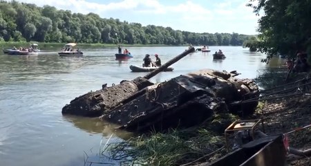 T-34-76 Tank Pulled Out Of River