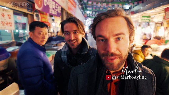 Americans Eat KOREAN PENIS FISH & LIVE OCTOPUS - Seoul Street Food Market South Korea