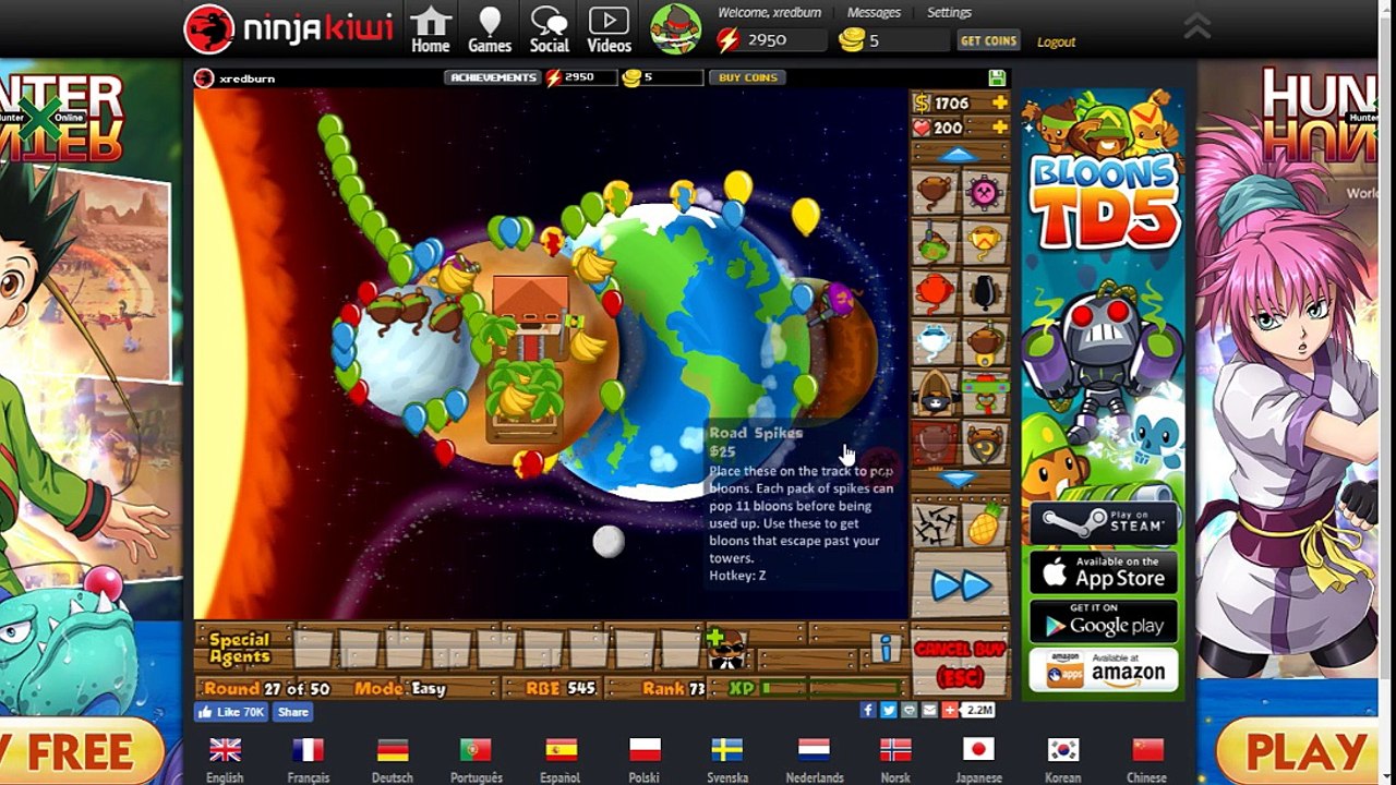 Bloons TD Beginner and Easy  With No Life Loss
