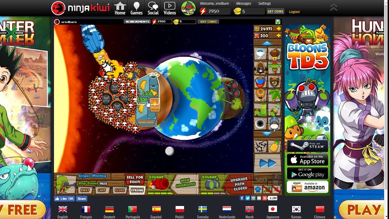 Bloons TD 5 From Level 51 to Level 80 with no life loss