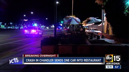 Two cars collide in Chandler, one crashes into restaurant