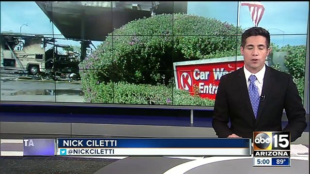 Motor home caught fire at Mesa gas station