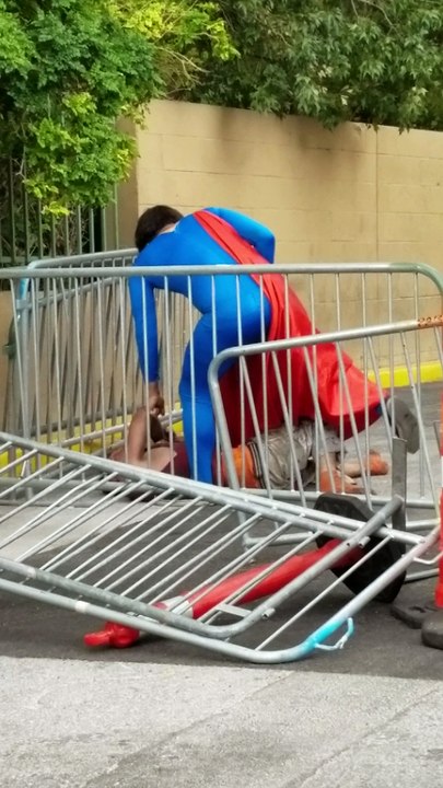 Superman Beats Up a Bum on Las Vegas Strip