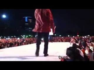 Indonesia President Jokowi takes to the stage in Monas at his 2014 inauguration