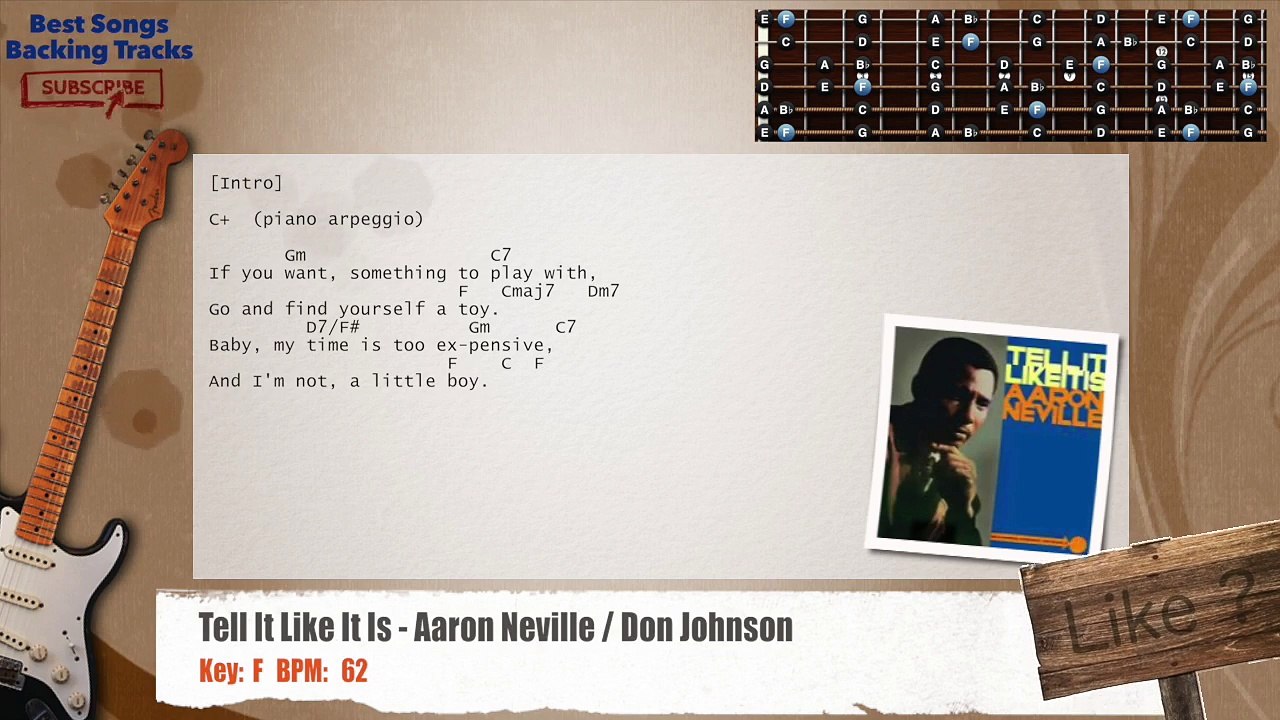 Tell It Like It Is - Aaron Neville / Don Johnson Guitar Backing Track