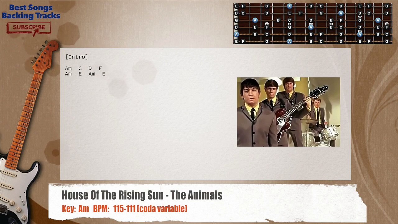 House Of The Rising Sun - The Animals Guitar Backing Track