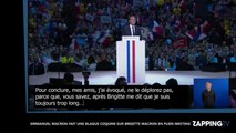 Emmanuel Macron fait une blague coquine sur Brigitte Macron en plein meeting (Vidéo)