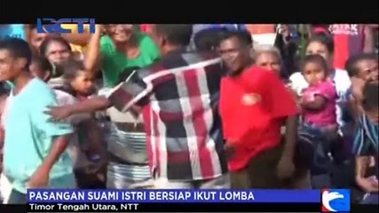 Lomba Lari Suami Gendong Istri di Timor Tengah Utara