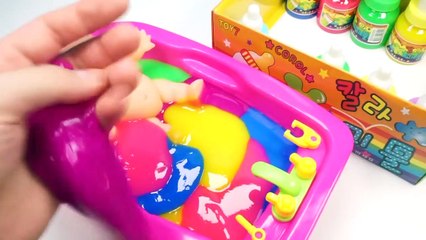 Numbers Counting Baby Doll Colours Slime Bath Time DIY How To Make Slime Spoon Jel