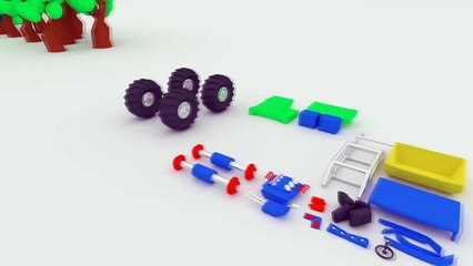 Plant of Jeep 3D Monster Trucks. Disassembly Vehicles for Children. Kids Animation by Kid Whee