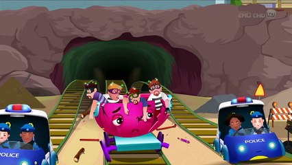 ChuChu TV Police Chase Thief in Railroad Police Car & Save Giant Surp