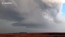 Tornado-warned storm over Kansas, USA