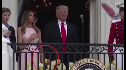 Donald Trump oublie sa main sur le coeur, sa femme Melania lui signale