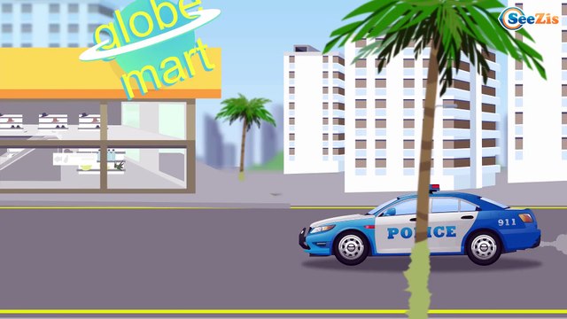 La Voiture de police. Dessin animé. Véhicules d'assistance. LA COURSE. Vidéo éducative pour enfants