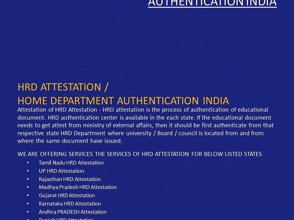 HRD Attestation Delhi Mumbai Bangalore Hyderabad Pune Chennai