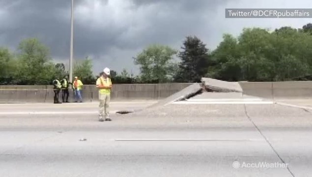 Atlanta interstate reopens after road buckles, injuring motorcyclist