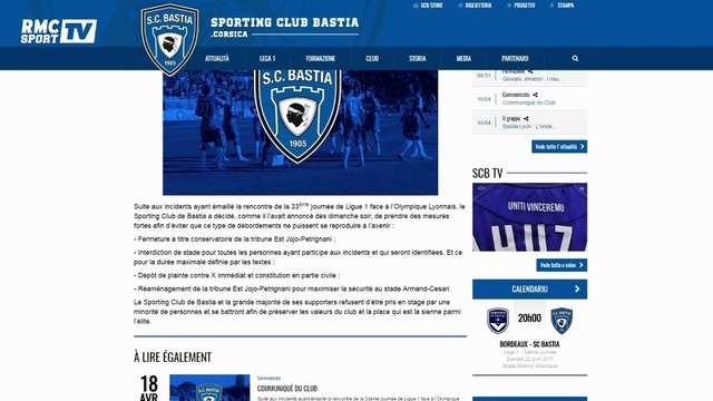 Le SC Bastia prend des mesures contre ses supporters