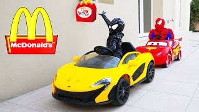 Spiderman Kids DRIVES TO MCDONALDS! w/ Baby Black Spiderman Joker Hulk Kids Toys Family in