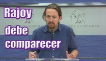 Pablo Iglesias, líder de Podemos, pide la comparecencia de Rajoy en el Congreso