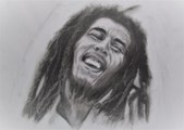 Drawing Legendery Bob Marley Charcoal Portrait - Art Video