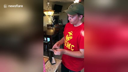 Aspiring Marine receives Enchroma glasses from his best friend