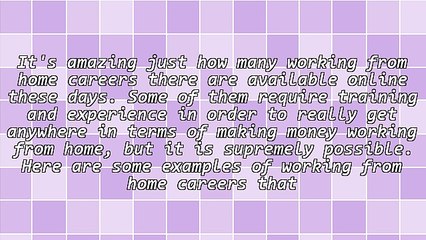 Working From Home Careers