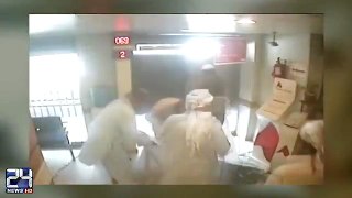 CCTV footage of bank robbery in Karachi