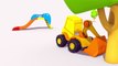 Car cartoon and kids games. Excavator Max and surprise egg. Police scooter.