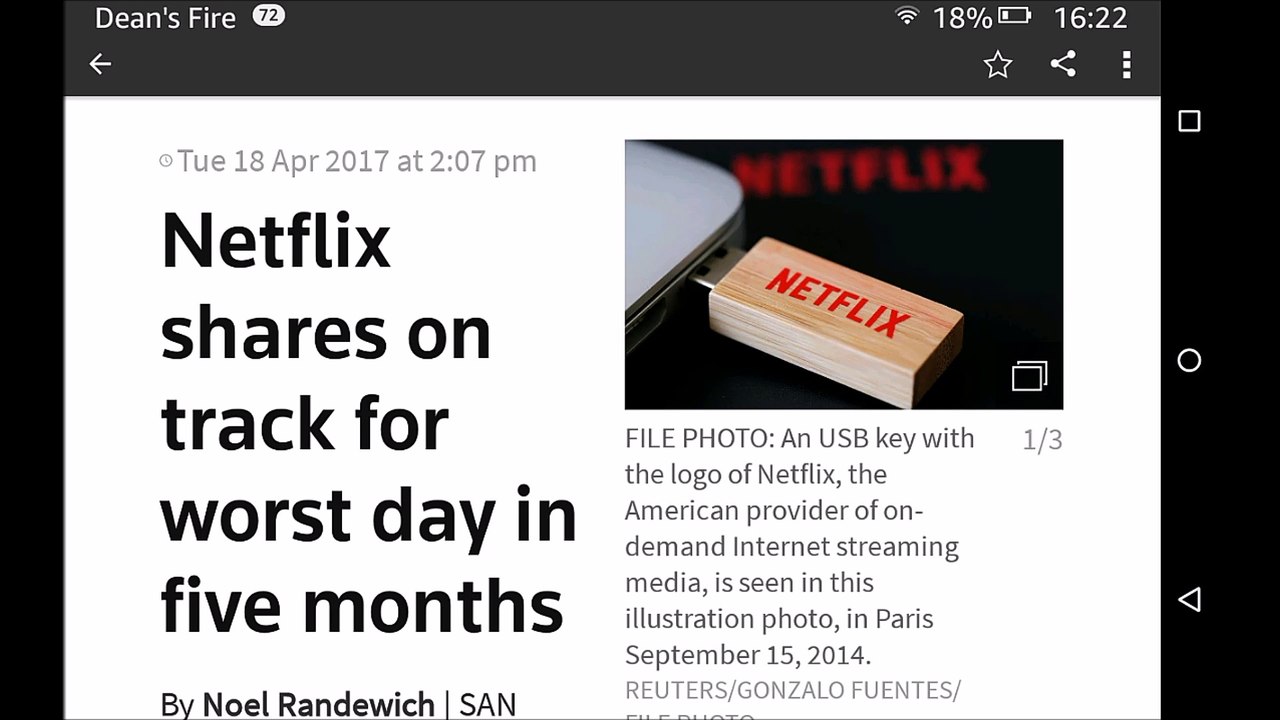 Reuters April 18 Headlines Netflix's Rises and Falls