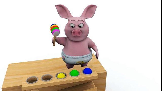 Learn Color with Wooden Pound the Ball Kids Toys With ToTo Pig - Video Learn Colors for Children