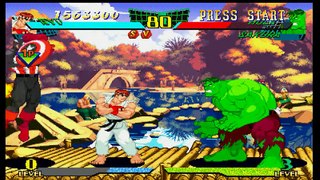 Marvel Super Heroes vs  Street Fighter-Gameplay (PS1)