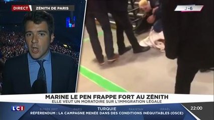 LCI, Meeting de Marine Le Pen : une femen fait irruption sur scène
