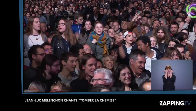 Sûr de lui, Jean-Luc Mélenchon entonne Tomber la chemise à un meeting