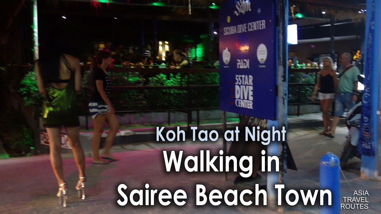 Walking in Sairee Beach Town in Koh Tao at Night