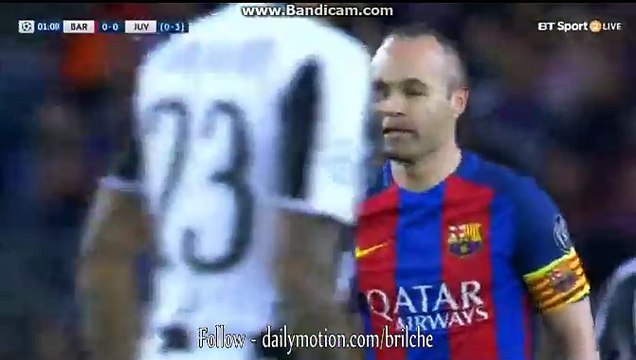 Andres Iniesta jumps into a tackle and referee blows his whistle for a foul - Barcelona 0-0 Juventus - 19.04.2017