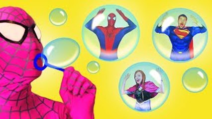 Spiderman & Pink Spidergirl vs Joker! w/ Frozen Elsa, Evil Anna & Maleficent! Superhero Fun :)