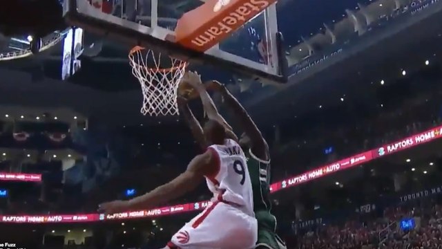 Serge Ibaka STUFFS Thon Maker's Layup with Only ONE Good Ankle