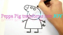 PEPPA PIG Transforms into Inside Out JOY custom drawing and coloring
