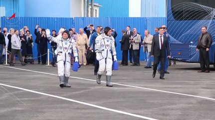 Astronauts Prepare for Rocket Launch in Southern Kazakhstan