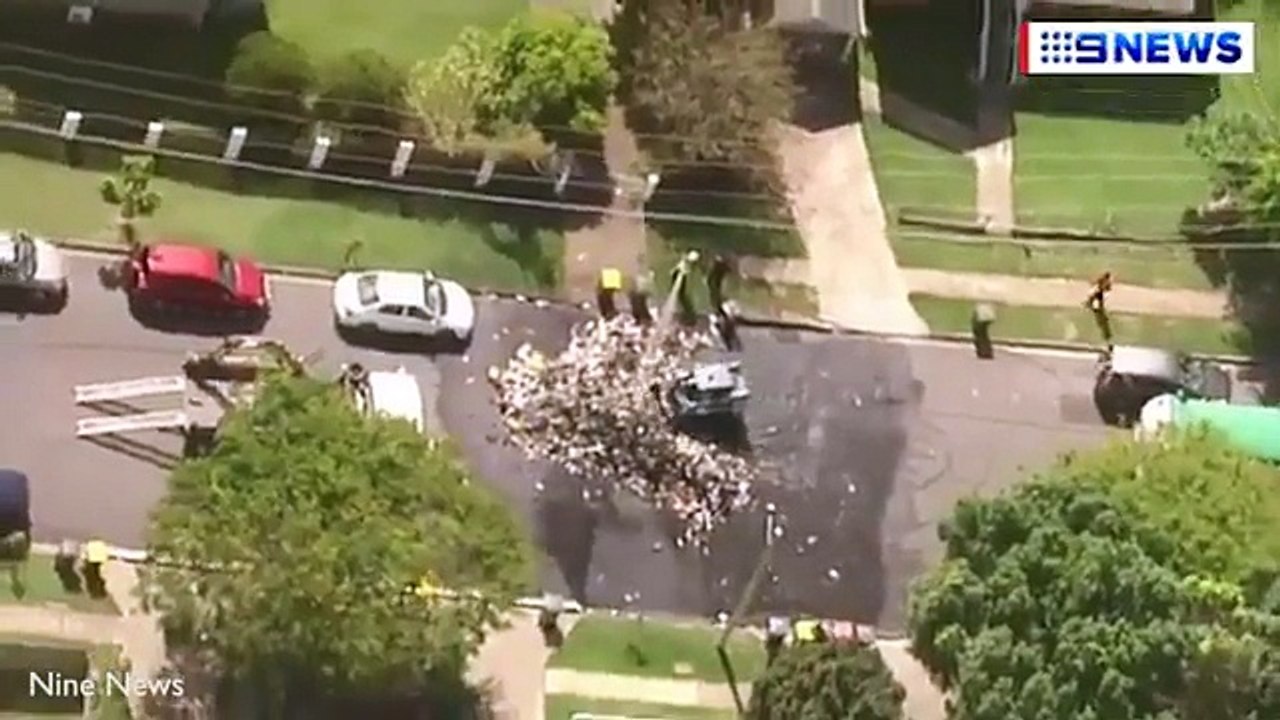 Garbage truck explodes into flames forcing the driver to dump load - Daily Mail Online[via torchbrowser.com]