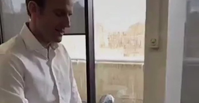 Macron Nails Bottle Flip Challenge 'at Second Attempt'