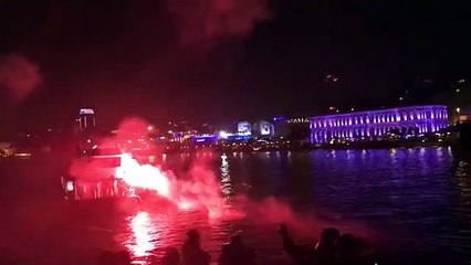 Besiktas Ultras Start Firework In Front Of Lyon's Hotel At Midnight!