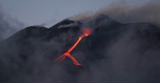 Channels of Lava Flow Down Mount Etna