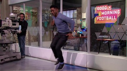 Nate Burleson imitates the Christian McCaffrey speed feet video