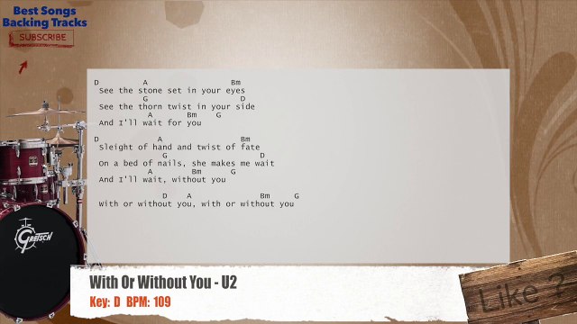 With Or Without You - U2 Drums Backing Track