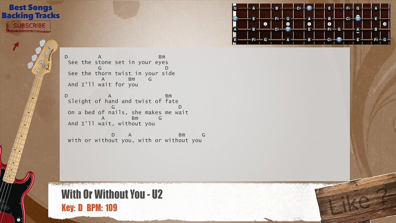 With Or Without You - U2 Bass Backing Track