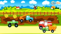 El Camión de bomberos es Rojo y el Coche de Policía - Dibujo animado de coches - Carritos Para Niños