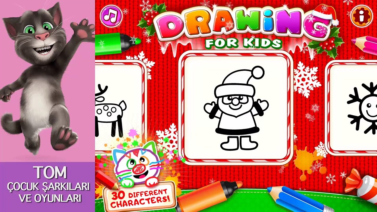 Noel Baba Çizdim! _ Çizgi Film Tadında Çizimler _ Çocuklar için Resim Çizme _ Santa Claus ,2017