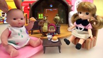 Marsha and the Bear house with baby doll pororo and hello Kitty toys play