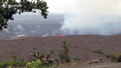 Lava eruptions in Halema'uma'u Crater of Kilauea Caldera